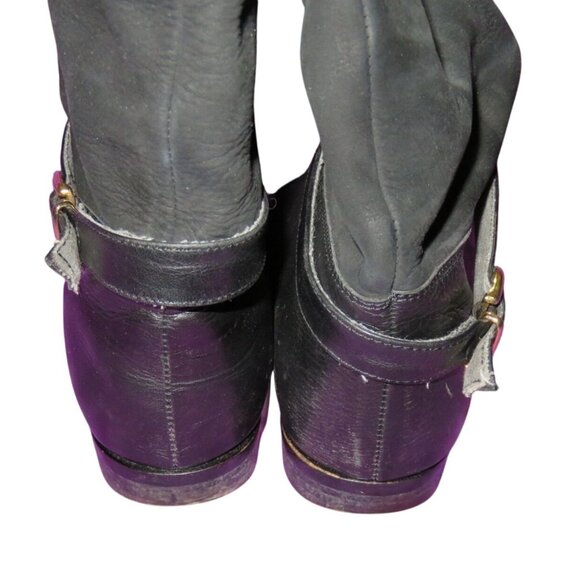 Made In Italy Black Italian leather & Suede Knee High Equestrian Boots 8 wide - Picture 4 of 6